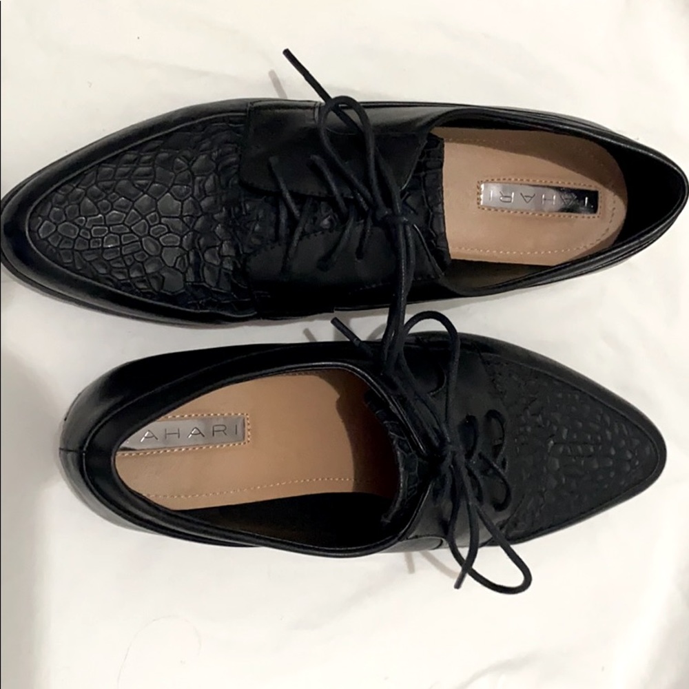 Tahari black oxfords.